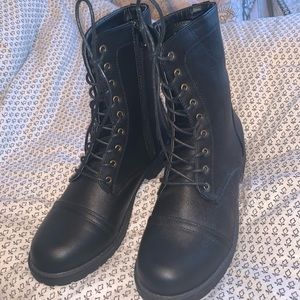 black combat boots